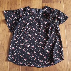 Mandy Evans Floral Ruffle Short Sleeve Blouse
